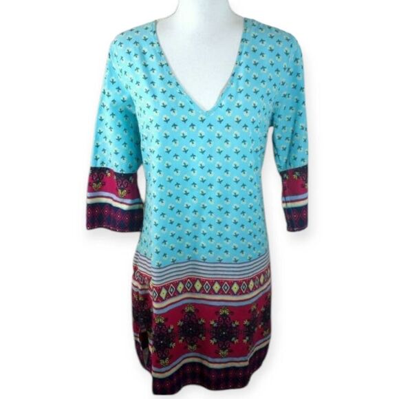 OLD NAVY TURQUOISE & PINK DRESS/TUNIC SZ.XS EUC - Picture 2 of 5